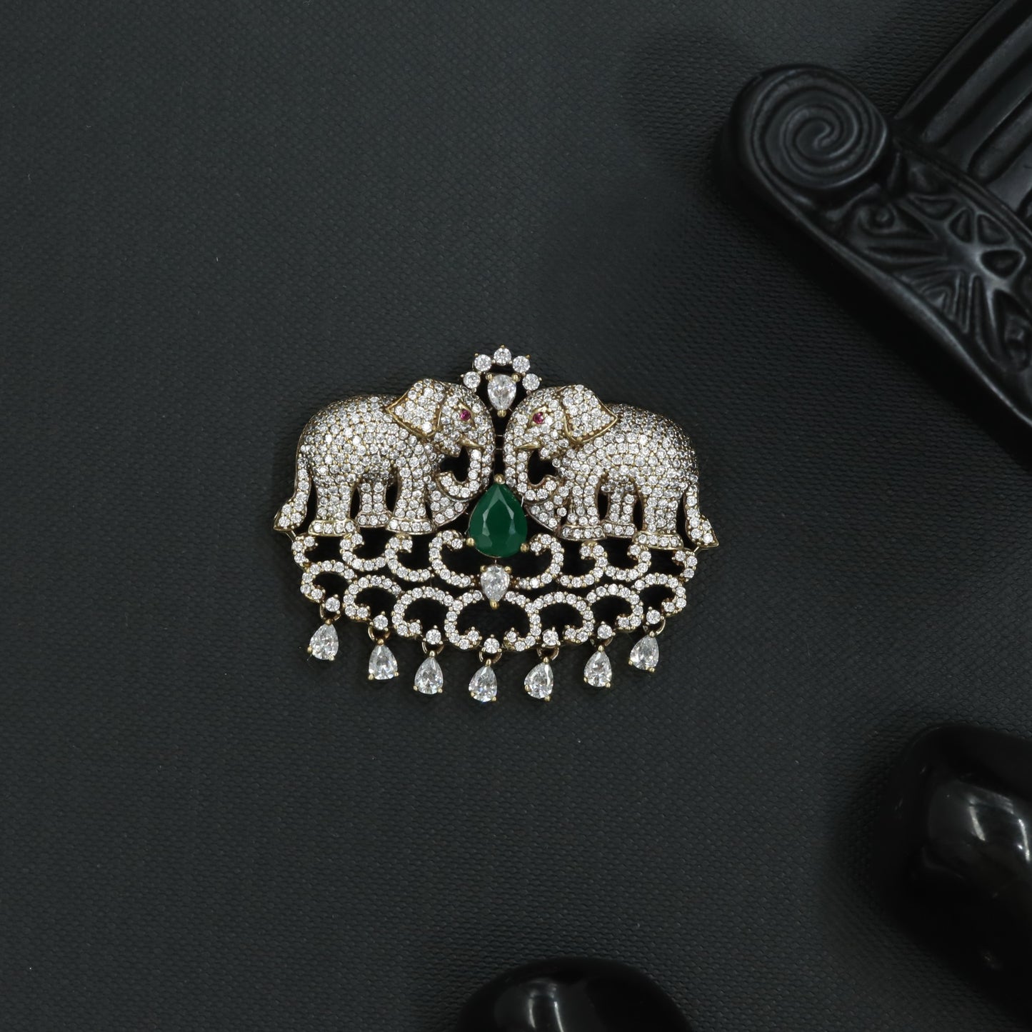 Premium Elephant Victorian Brooch with Sculpted Trunk Styling