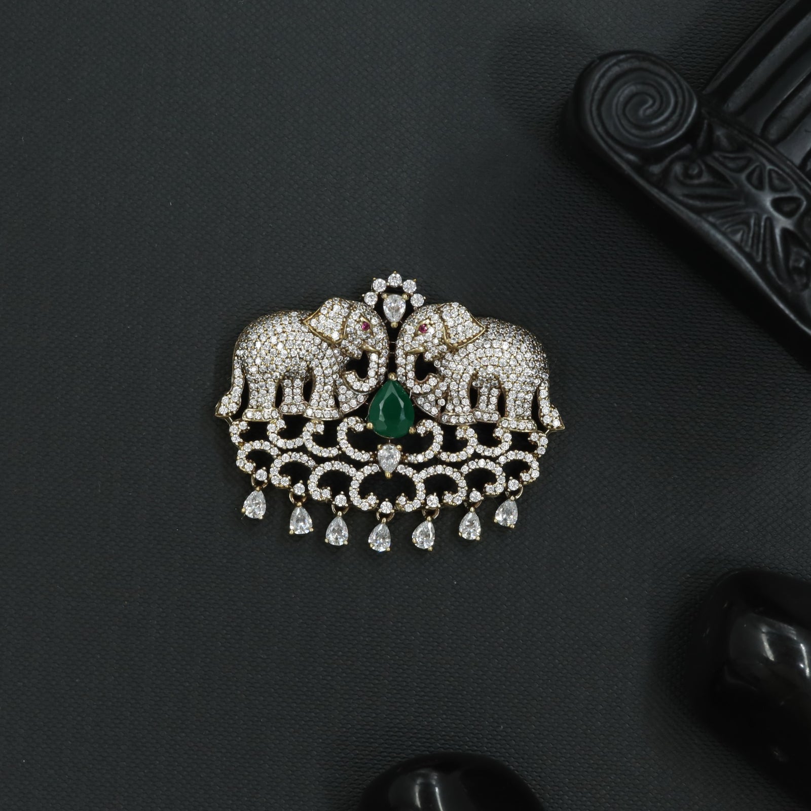 Premium Elephant Victorian Brooch with Sculpted Trunk Styling