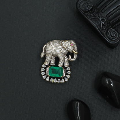 Heritage Elephant Victorian Brooch with Curved Trunk Formation