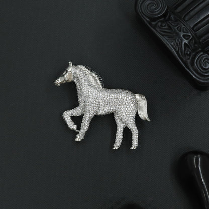 Artisan Stallion Brooch with Flowing Tail Styling
