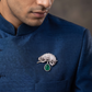 Royal Chameleon Rhodium Brooch with Hanging Drop Accent