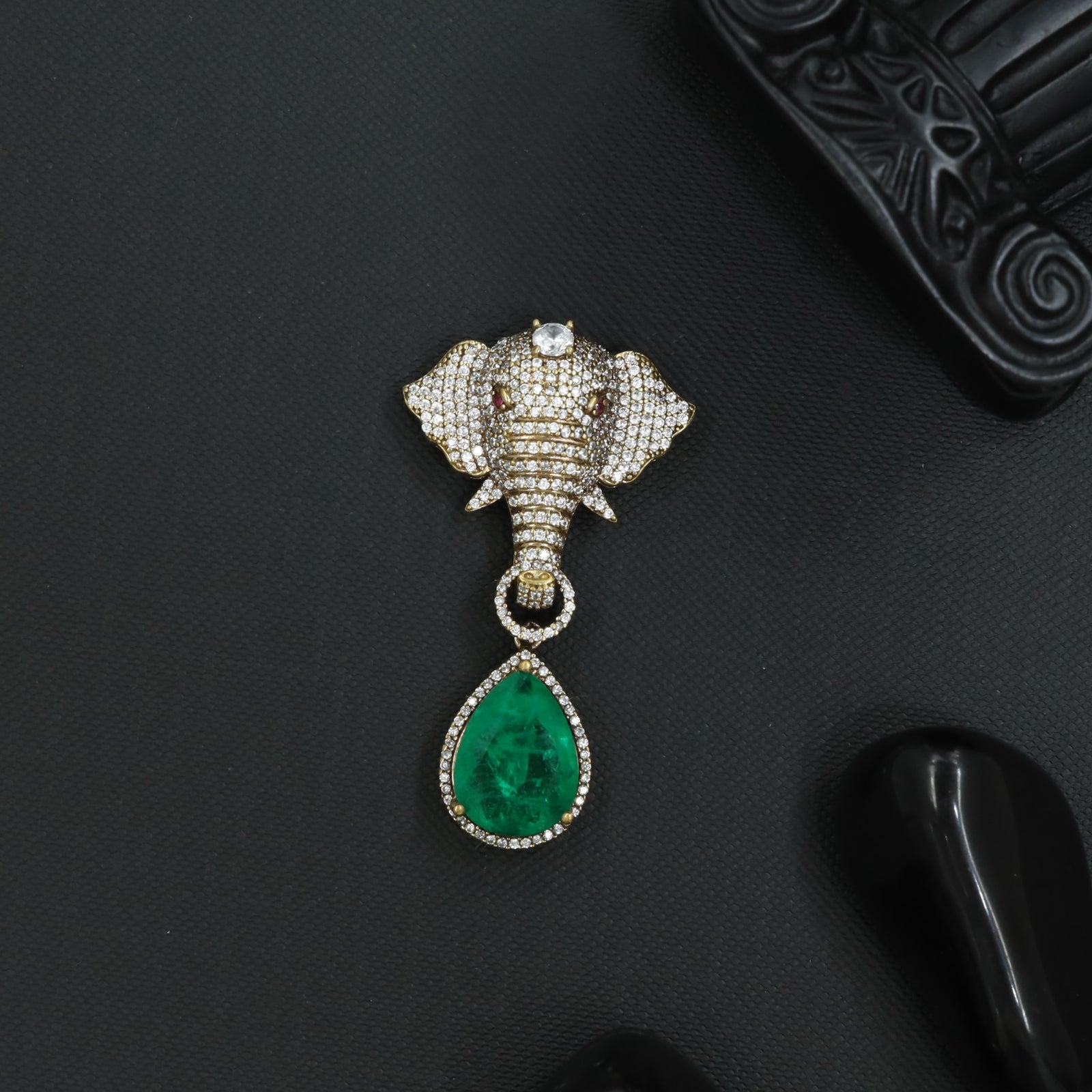 Signature Tusker Victorian Brooch with Curved Ear Styling