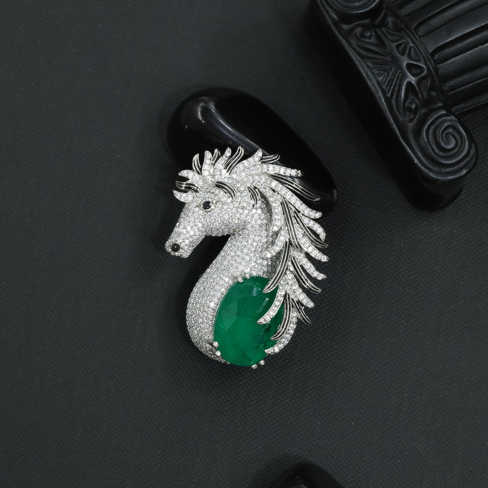 Royal Horse Brooch with Flowing Mane Detailing
