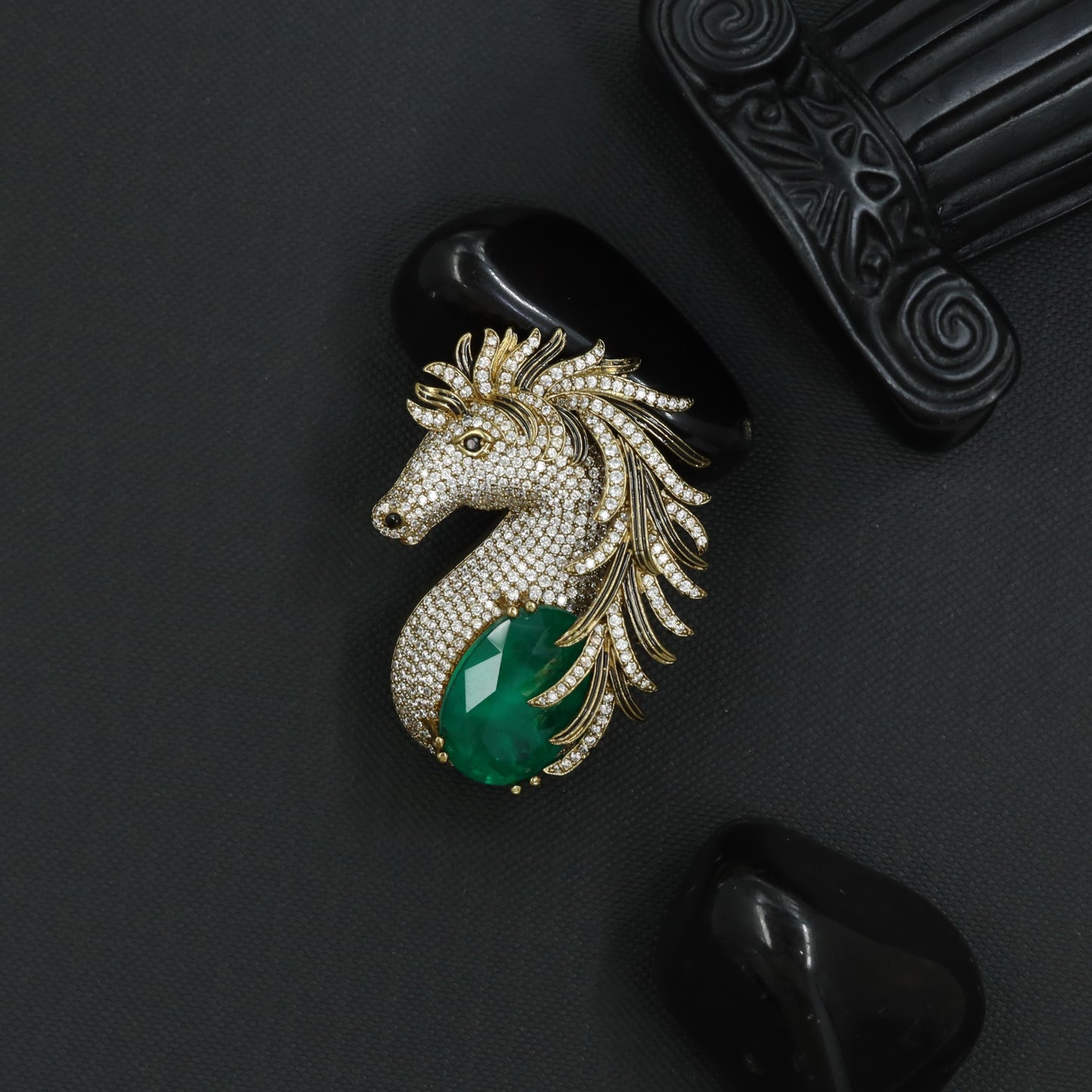 Royal Horse Brooch with Flowing Mane Detailing
