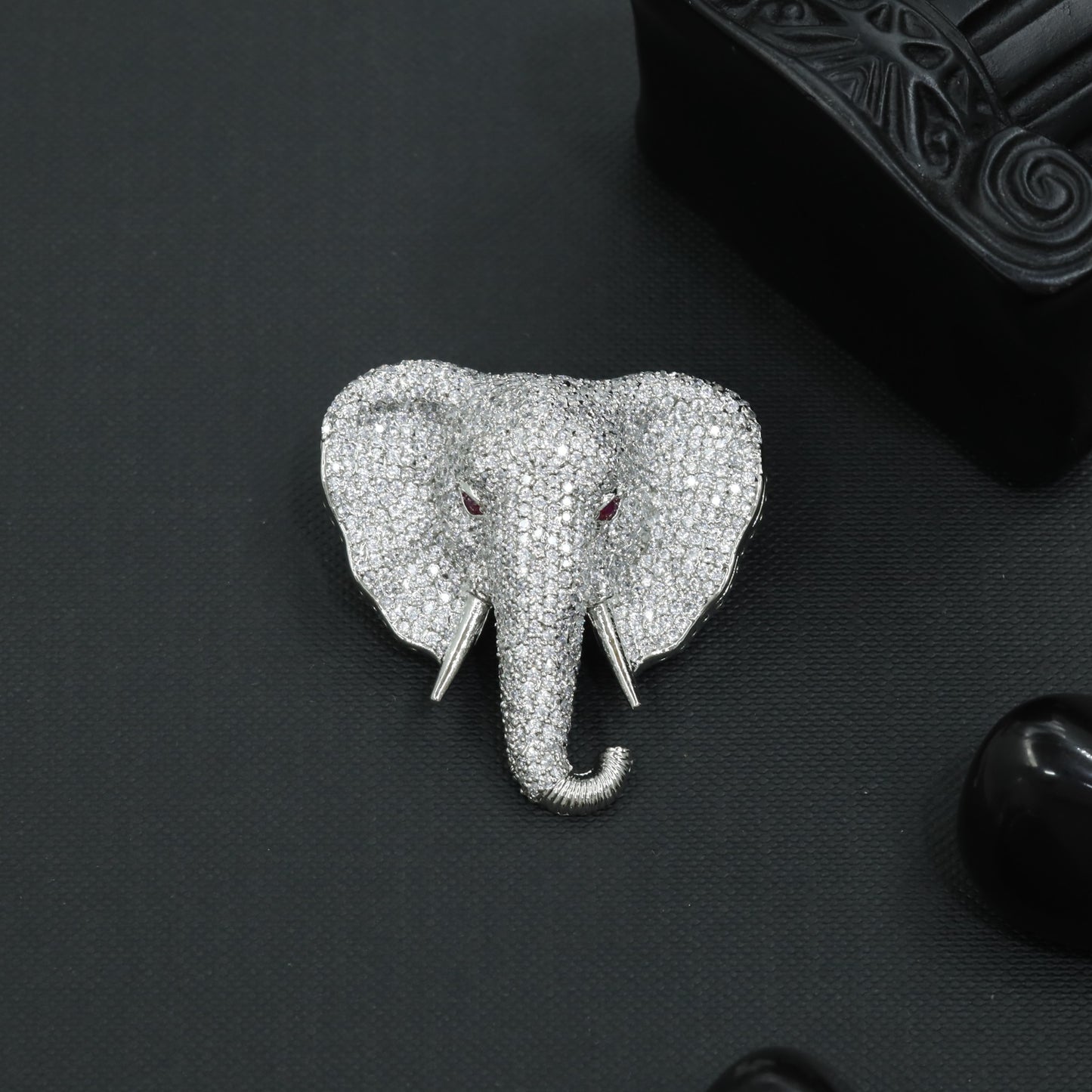 Signature Tusker Brooch with Ornamental Contour Detailing