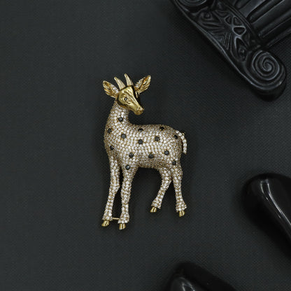 Royal Deer Brooch with Standing Silhouette Detailing