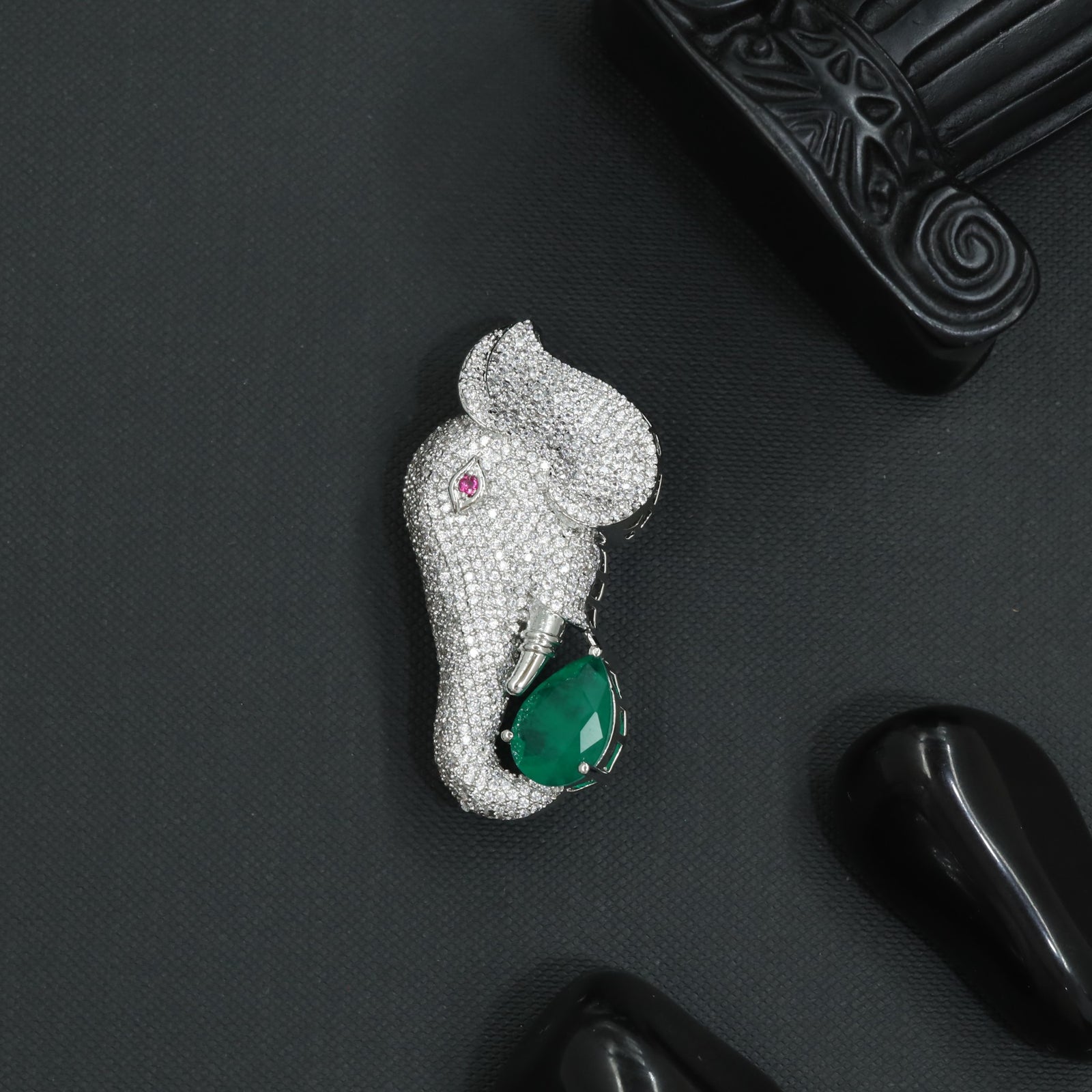 Luxury Elephant Brooch with Sculptural Contour Design