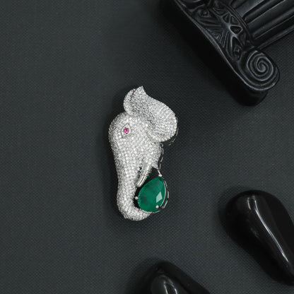 Luxury Elephant Brooch with Sculptural Contour Design