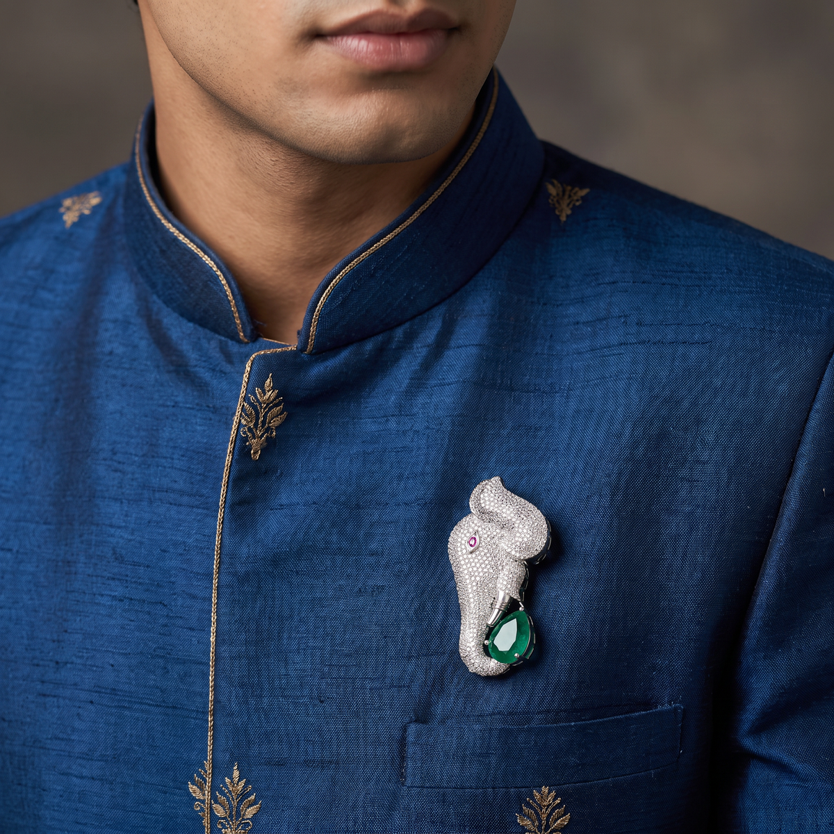 Luxury Elephant Brooch with Sculptural Contour Design