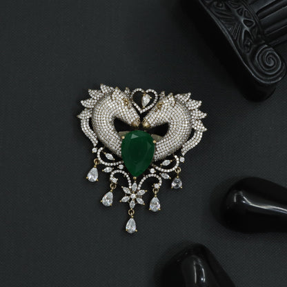 Heritage Twin Horse Victorian Brooch with Curved Neck Styling