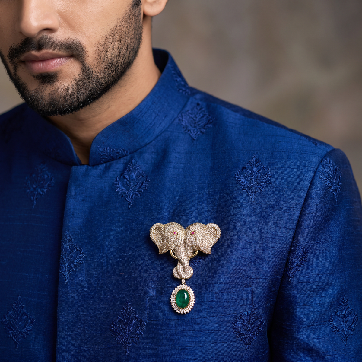 Heritage Twin Elephant Victorian Brooch with Curved Trunk Design