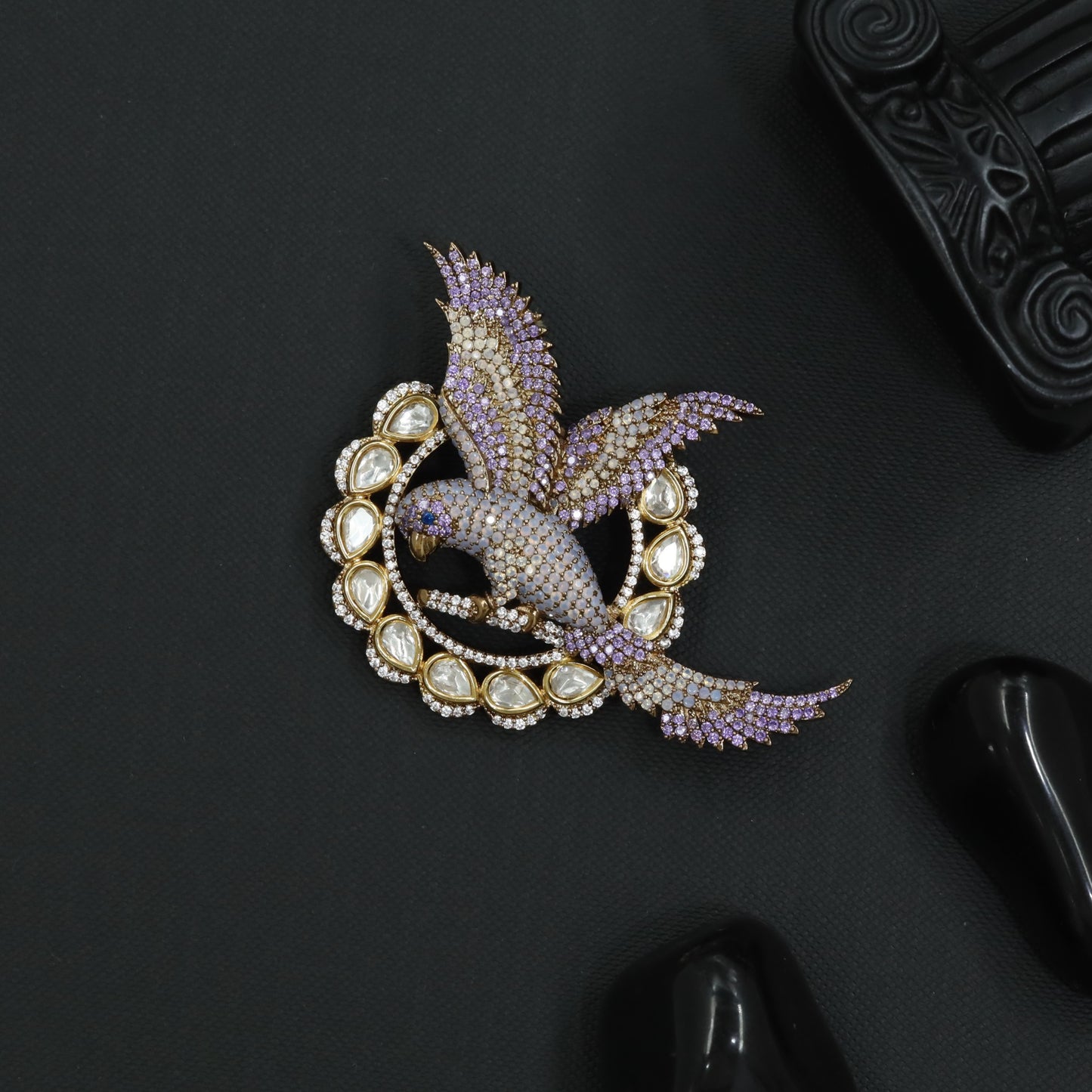 Classic Parrot Victorian Brooch with Ornamental Frame Styling