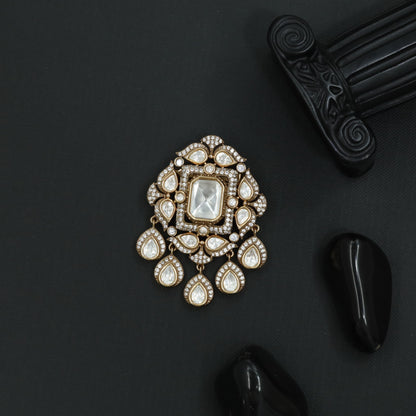 Cushion Center Victorian Brooch with Floral Cluster Border
