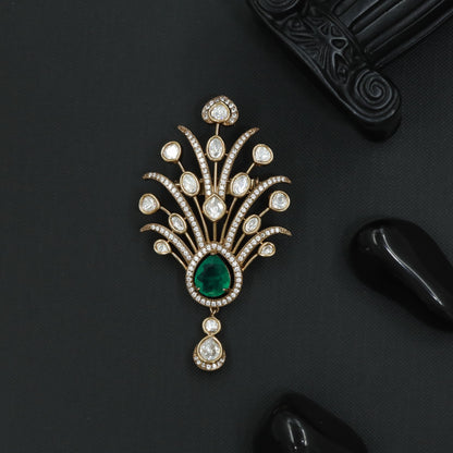 Aurora Vine Victorian Brooch with Fan Spray Crystal Detailing