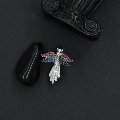 Rainbow Bird Brooch featuring Spread Wing Silhouette and PavÃ© Surface