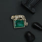 Imperial Panther Rhodium Brooch with Geometric Centerpiece and PavÃ© Surface