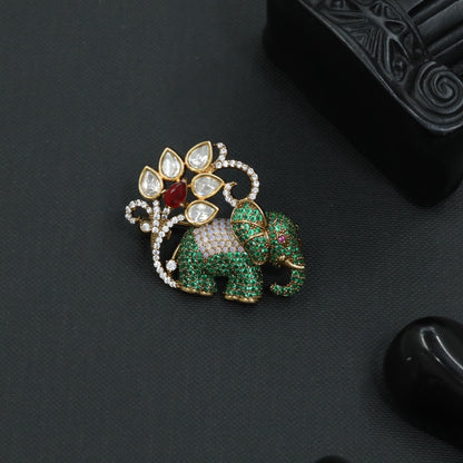 Royal Victorian Brooch Designed with an Elephant and Sculpted Petals