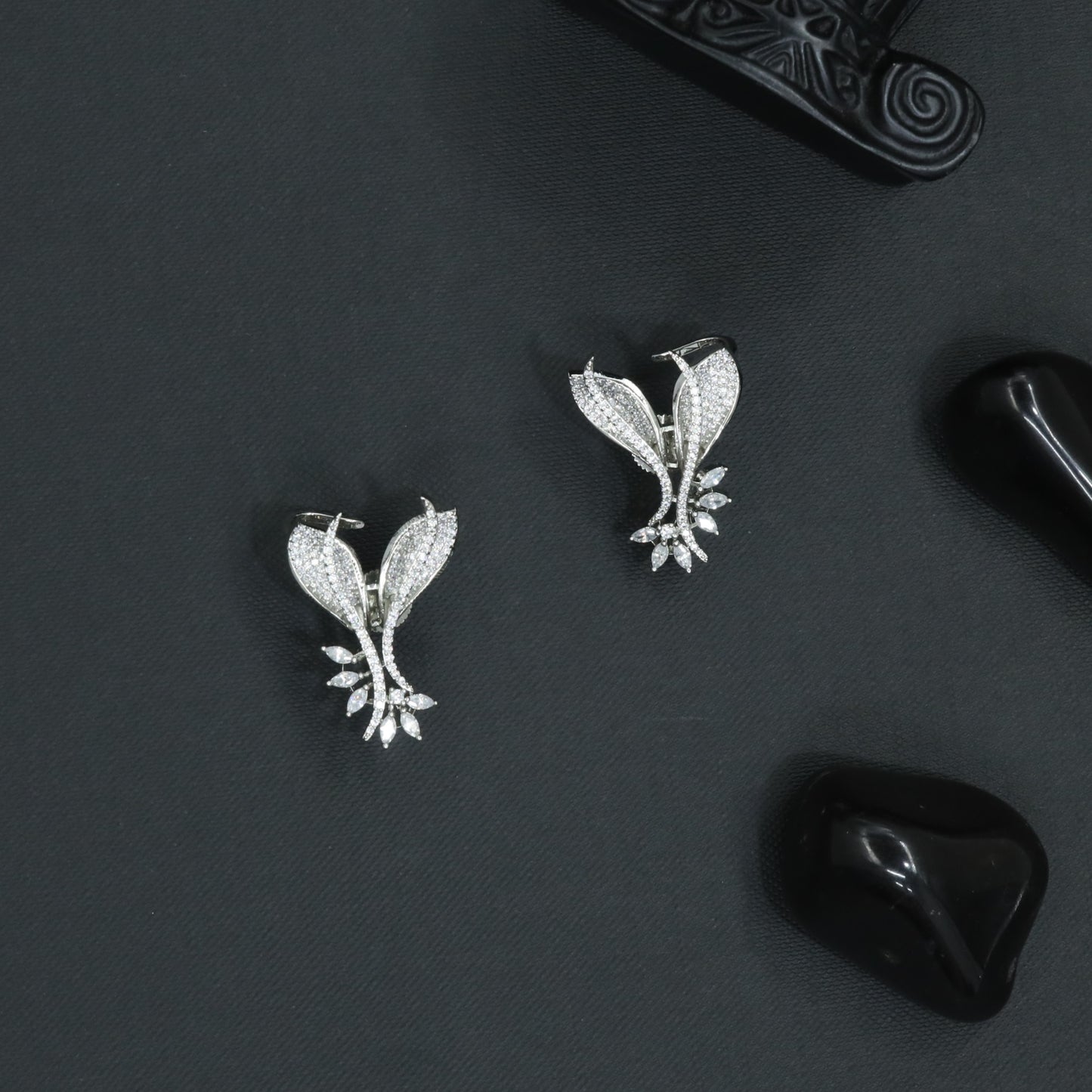 Flare Bloom Stud with Open Leaf Contours