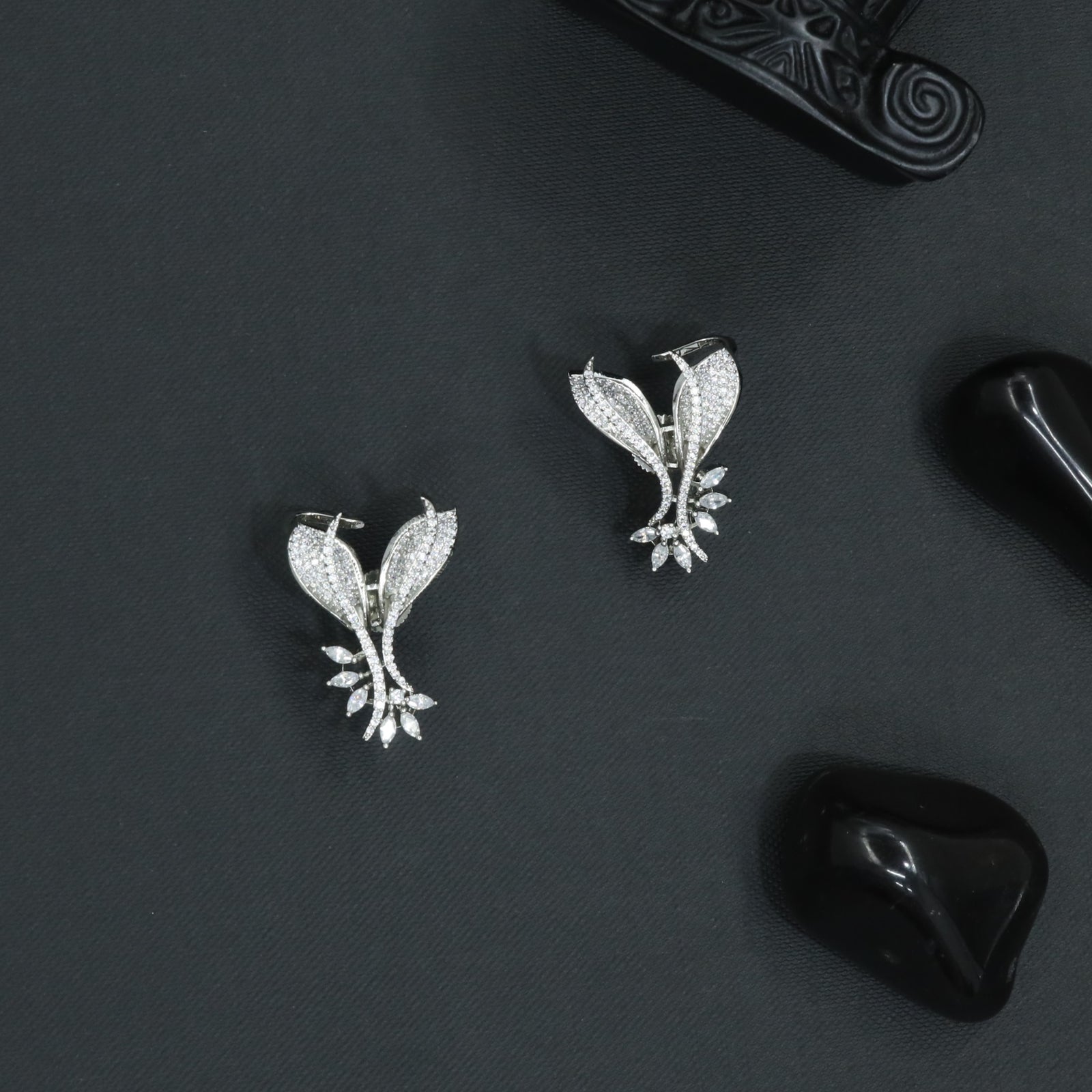 Flare Bloom Stud with Open Leaf Contours