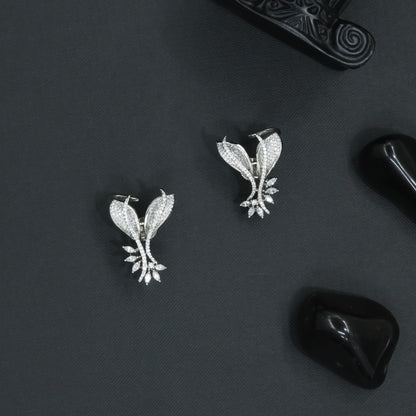 Flare Bloom Stud with Open Leaf Contours