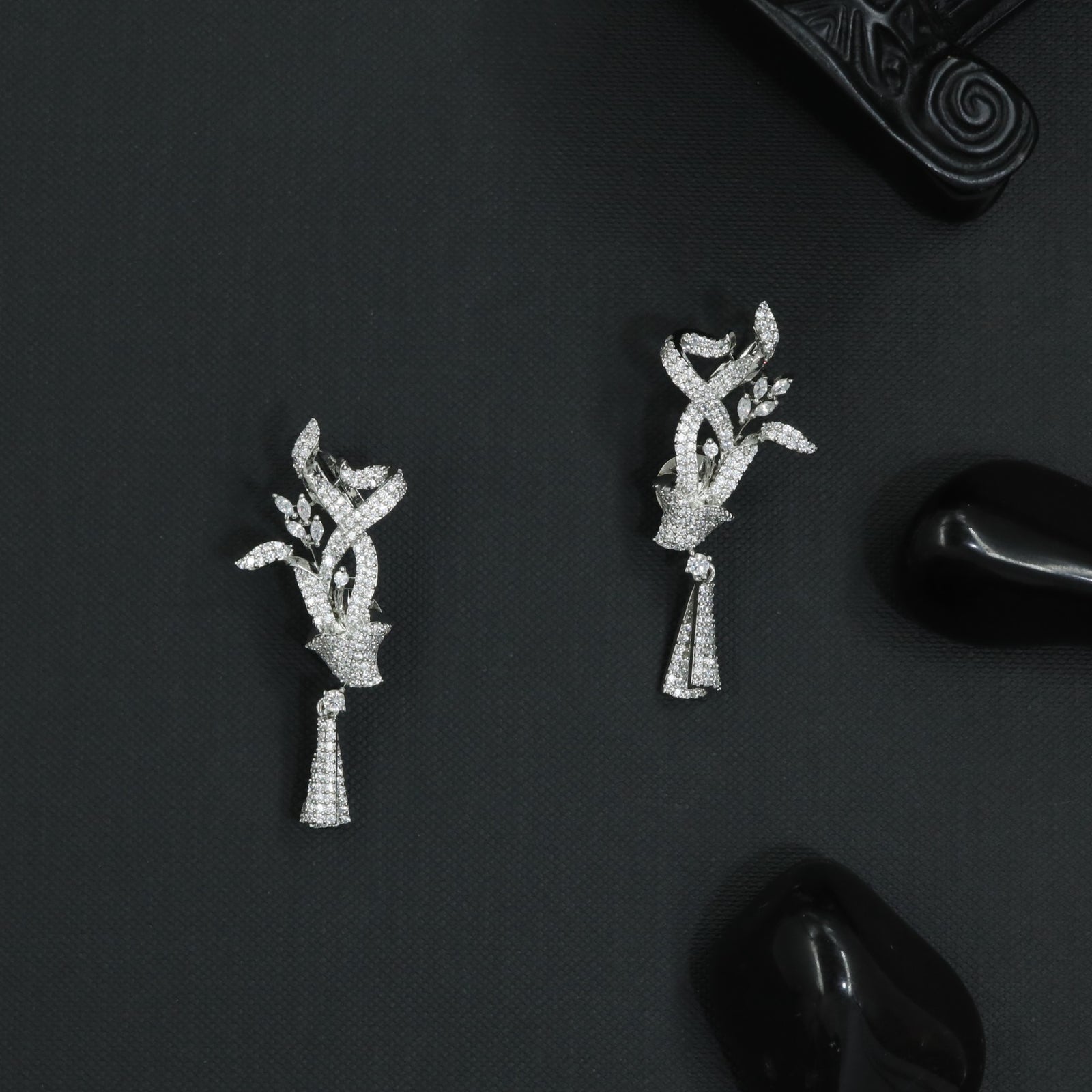 Aerial Twist Stud with Hanging Tassel Accent
