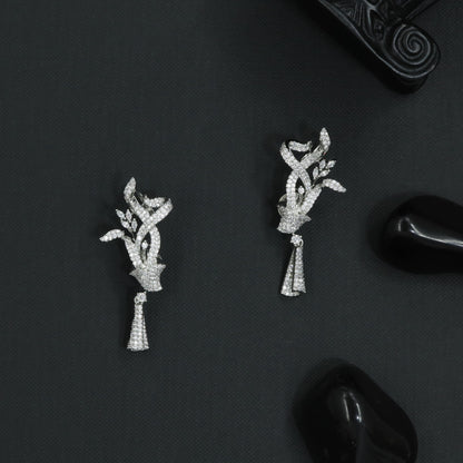 Aerial Twist Stud with Hanging Tassel Accent