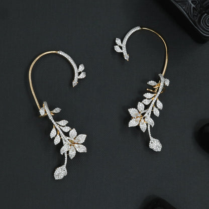 Floret Sweep Earcuff with Tapered Hanging Frame