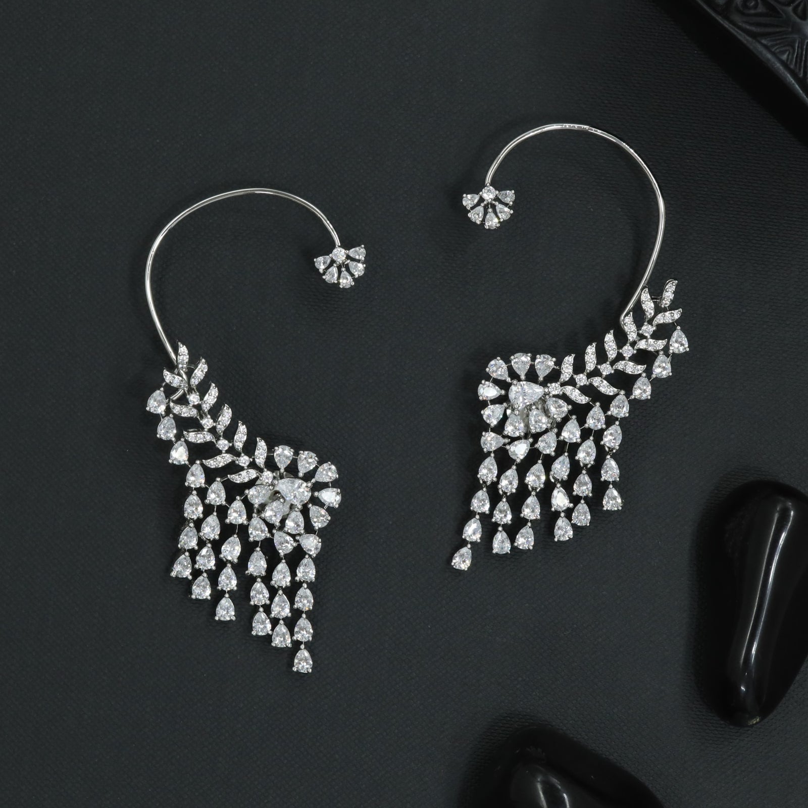 Jewel Wing Earcuff with Flowing Cluster Layout