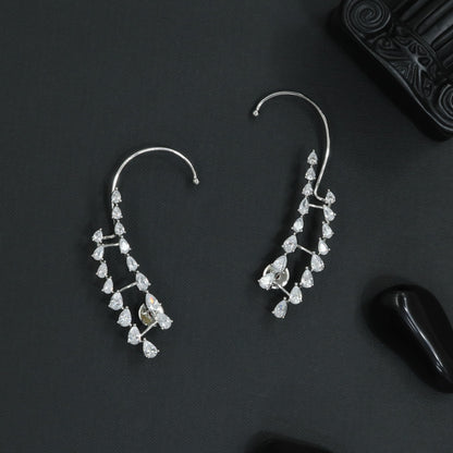 Glint Feather Earcuff with Slender Drop Layout