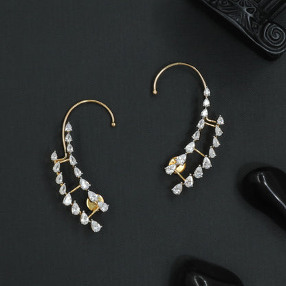 Glint Feather Earcuff with Slender Drop Layout