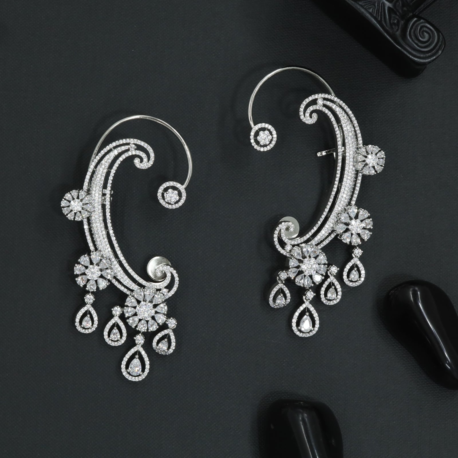 Slender Paisley Earcuff with Cascading Drop Styling