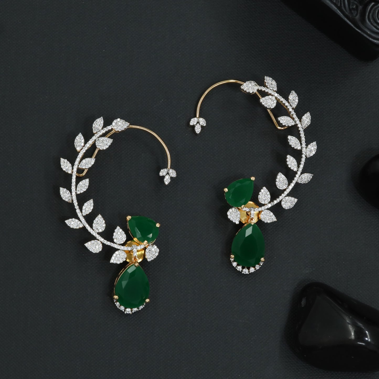 Ornamental Vine Earcuff with Sculpted Botanical Contours