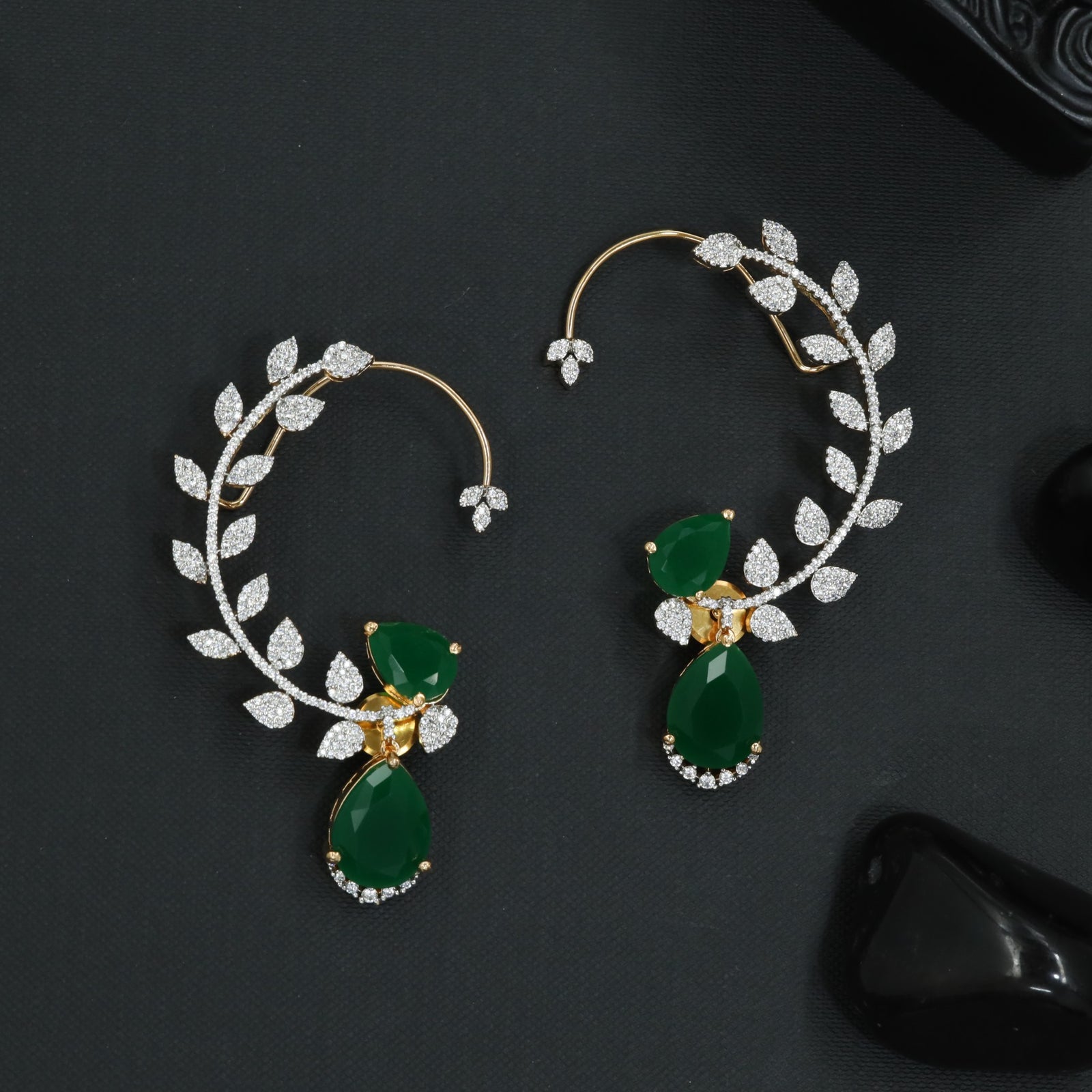 Ornamental Vine Earcuff with Sculpted Botanical Contours