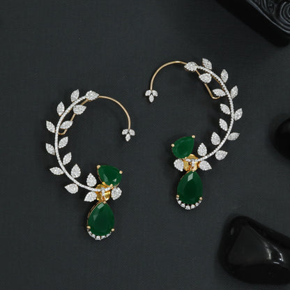 Ornamental Vine Earcuff with Sculpted Botanical Contours