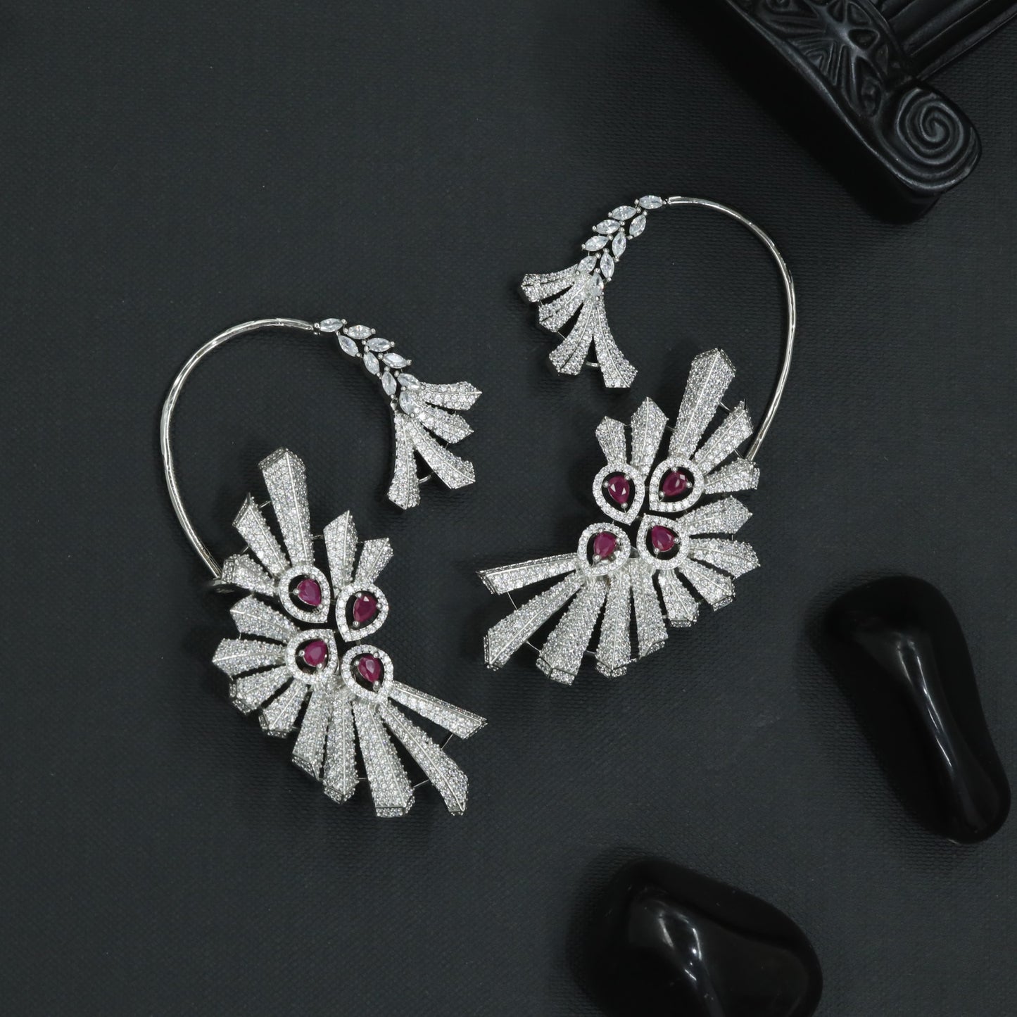 Bloom Spiral Earcuff with Sculpted Sunray Layout