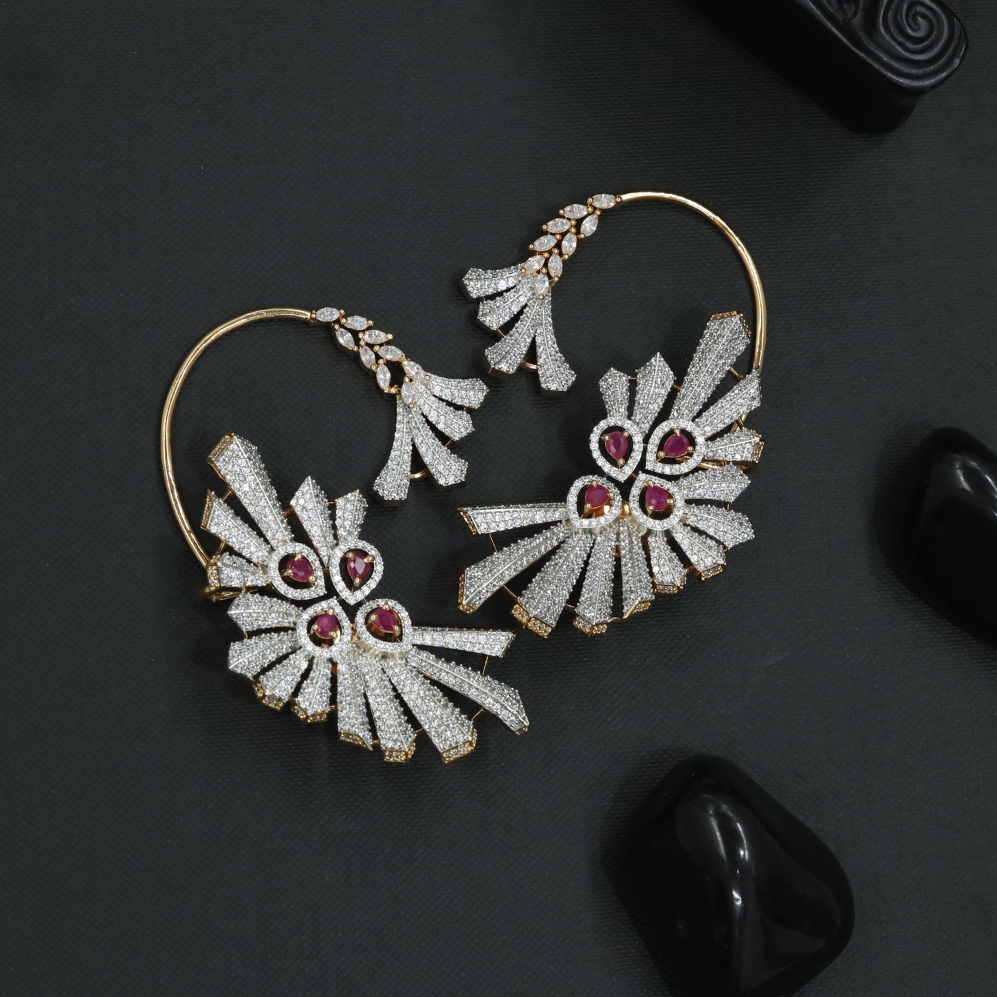 Bloom Spiral Earcuff with Sculpted Sunray Layout