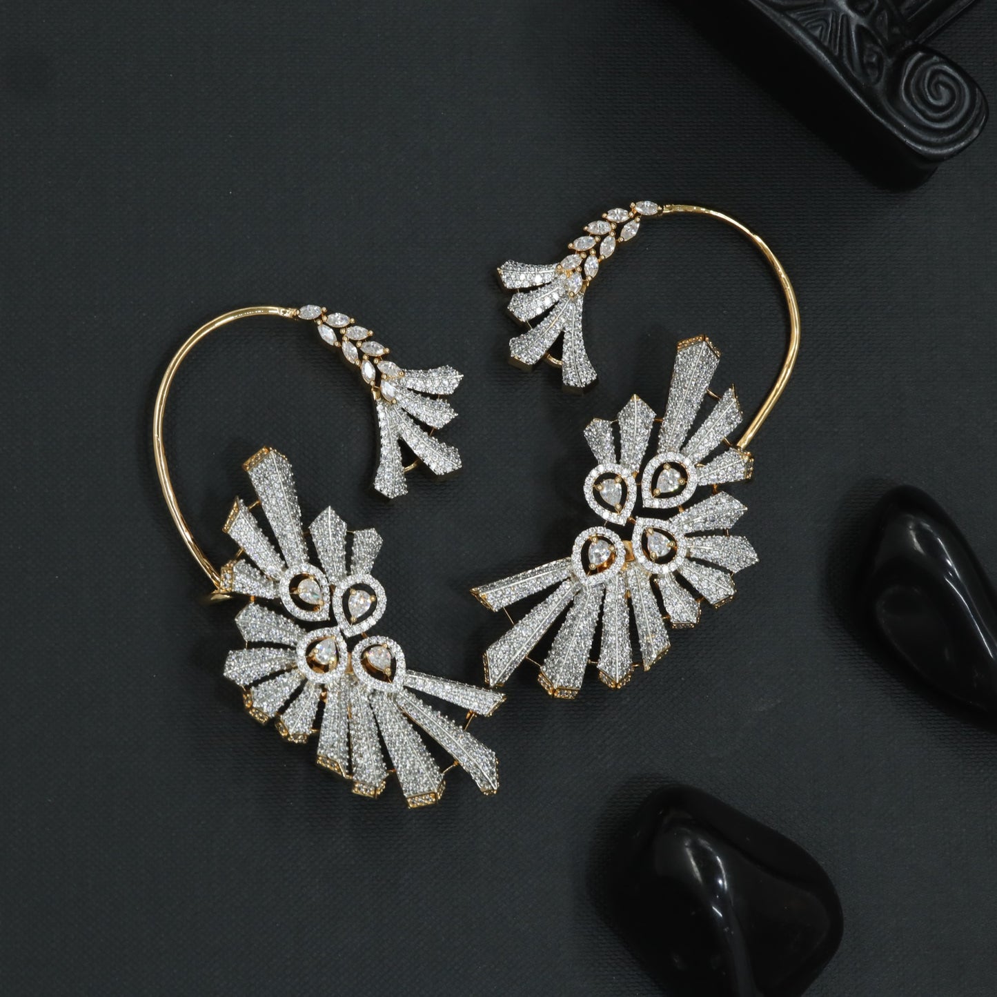 Bloom Spiral Earcuff with Sculpted Sunray Layout