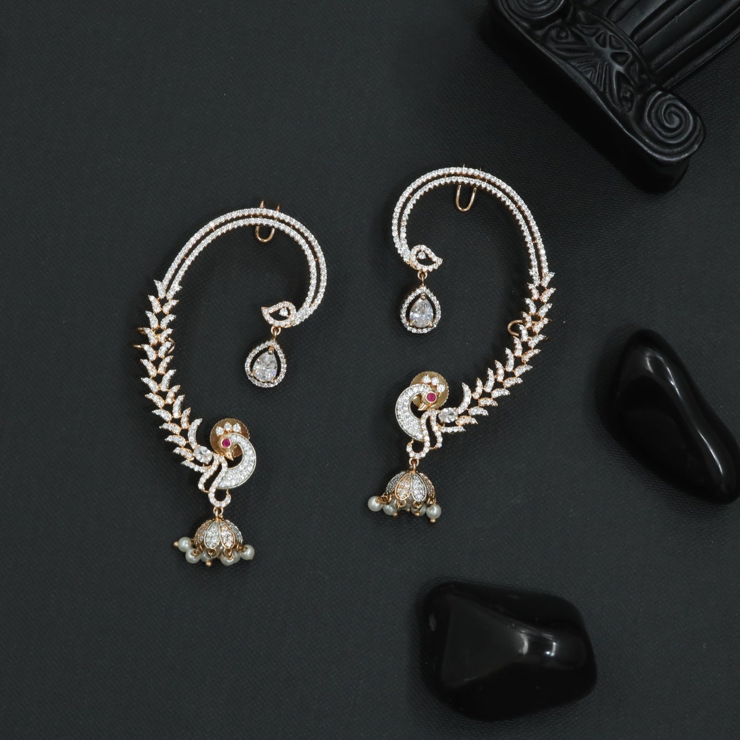 Blooming Wing Earcuff with Flowing Vine Contours