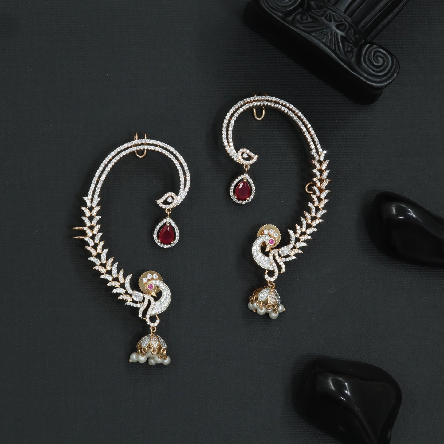 Blooming Wing Earcuff with Flowing Vine Contours