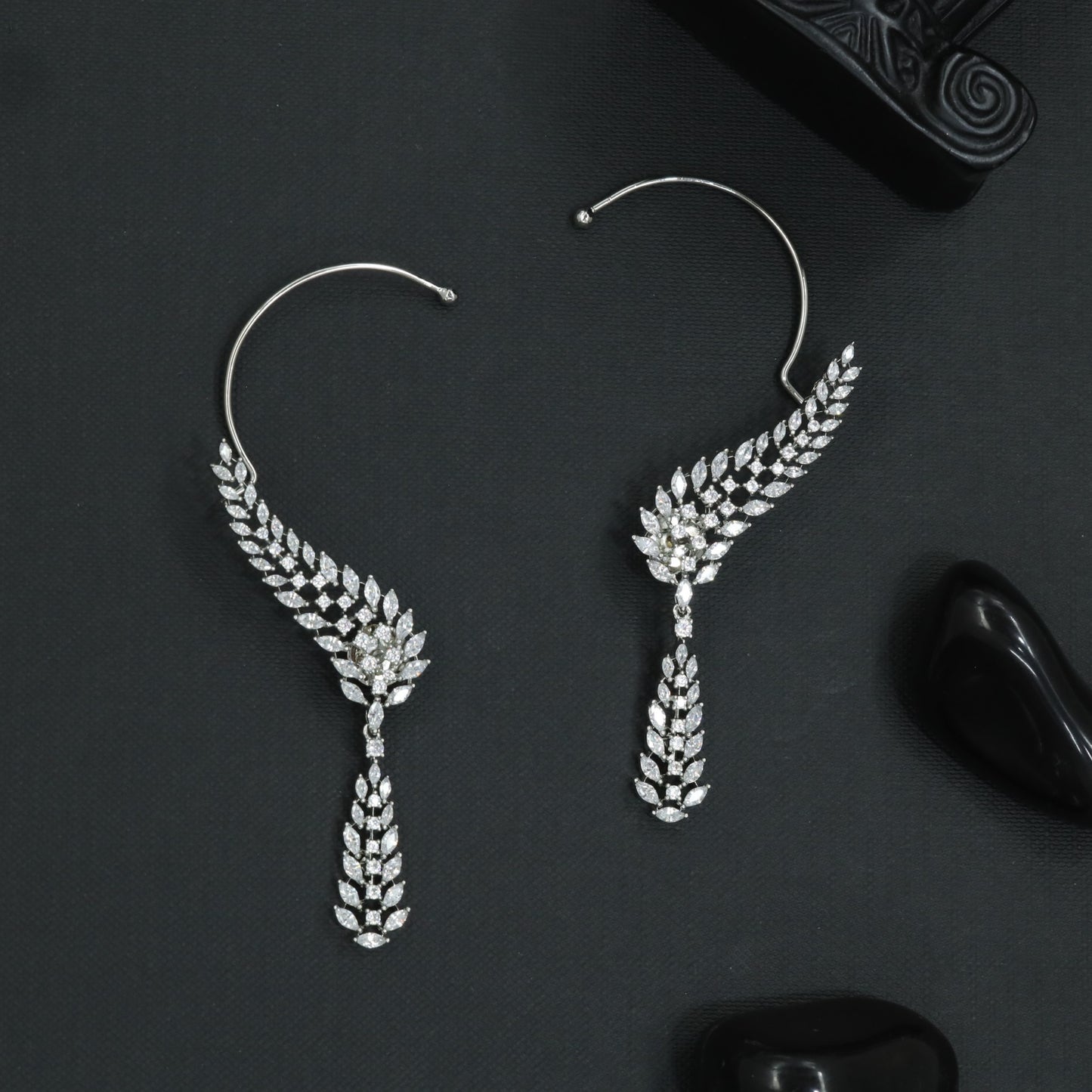 Blooming Plume Earcuff with Curved Botanical Styling