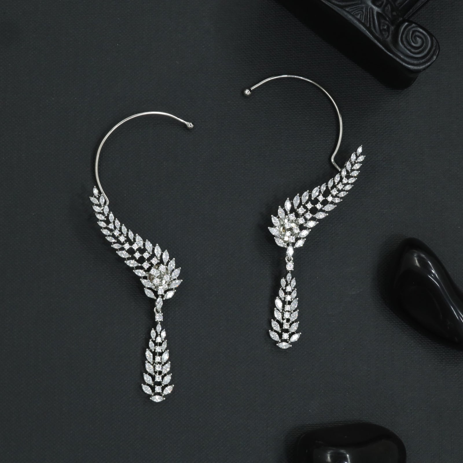 Blooming Plume Earcuff with Curved Botanical Styling