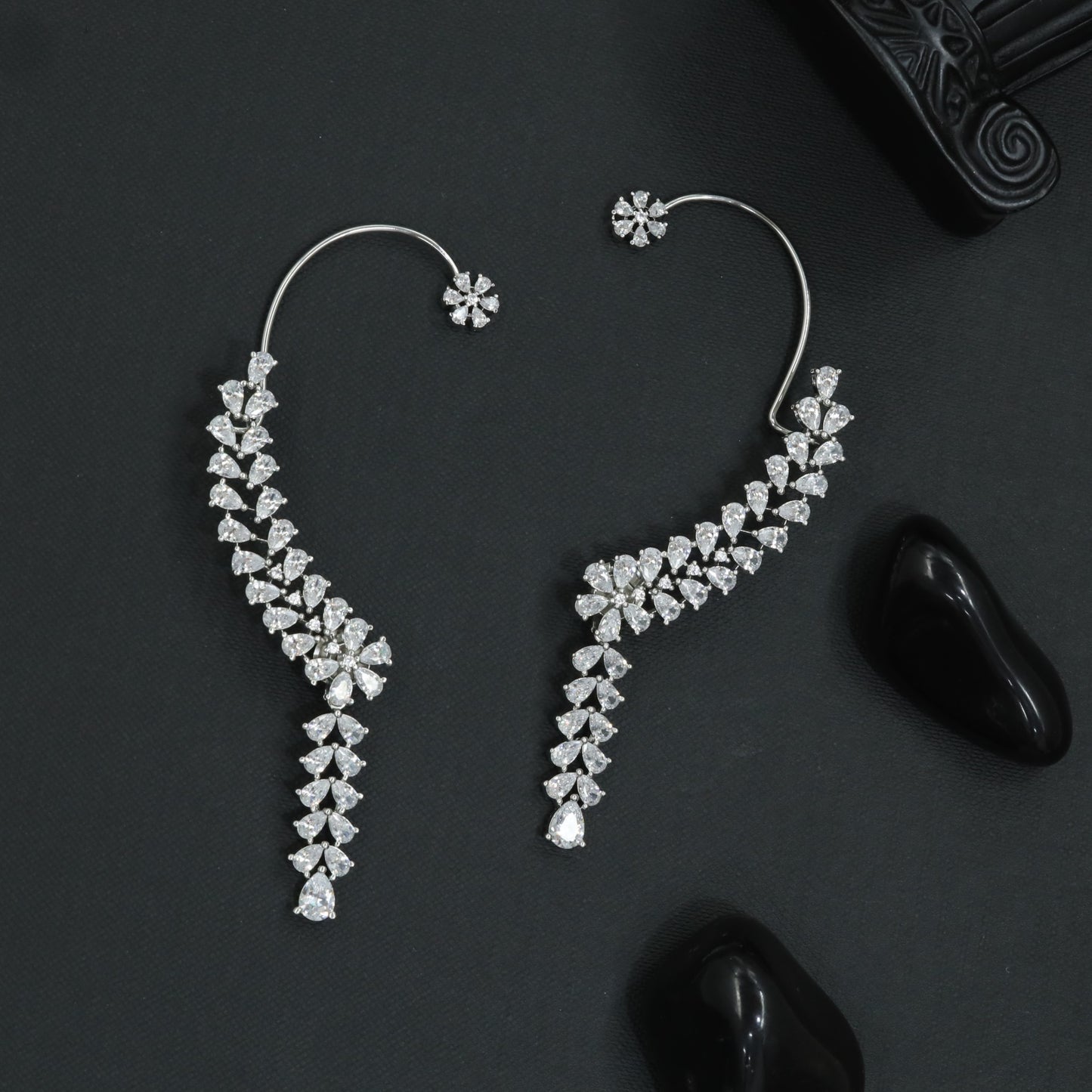 Slender Plume Earcuff with Tapered Vine Styling