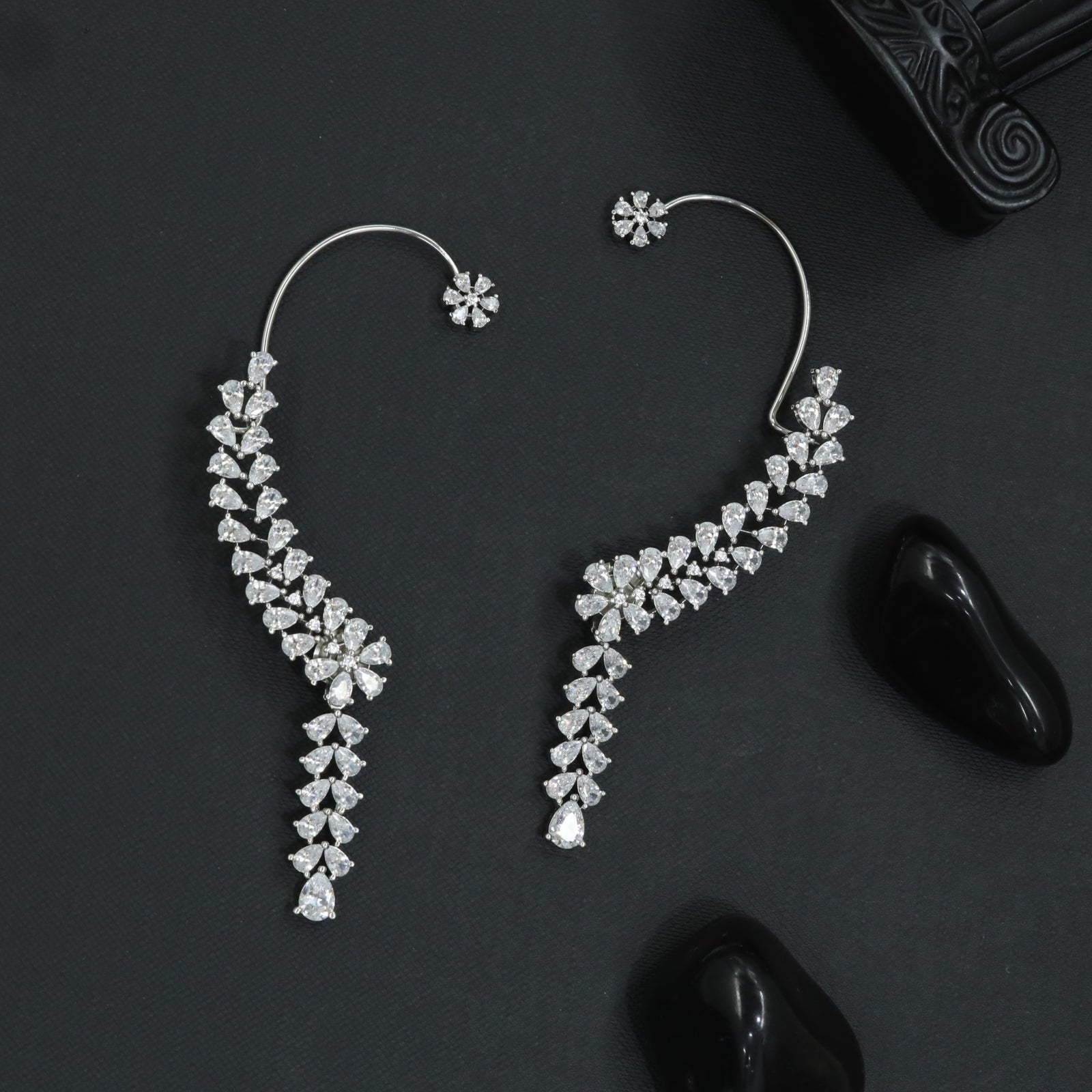Slender Plume Earcuff with Tapered Vine Styling