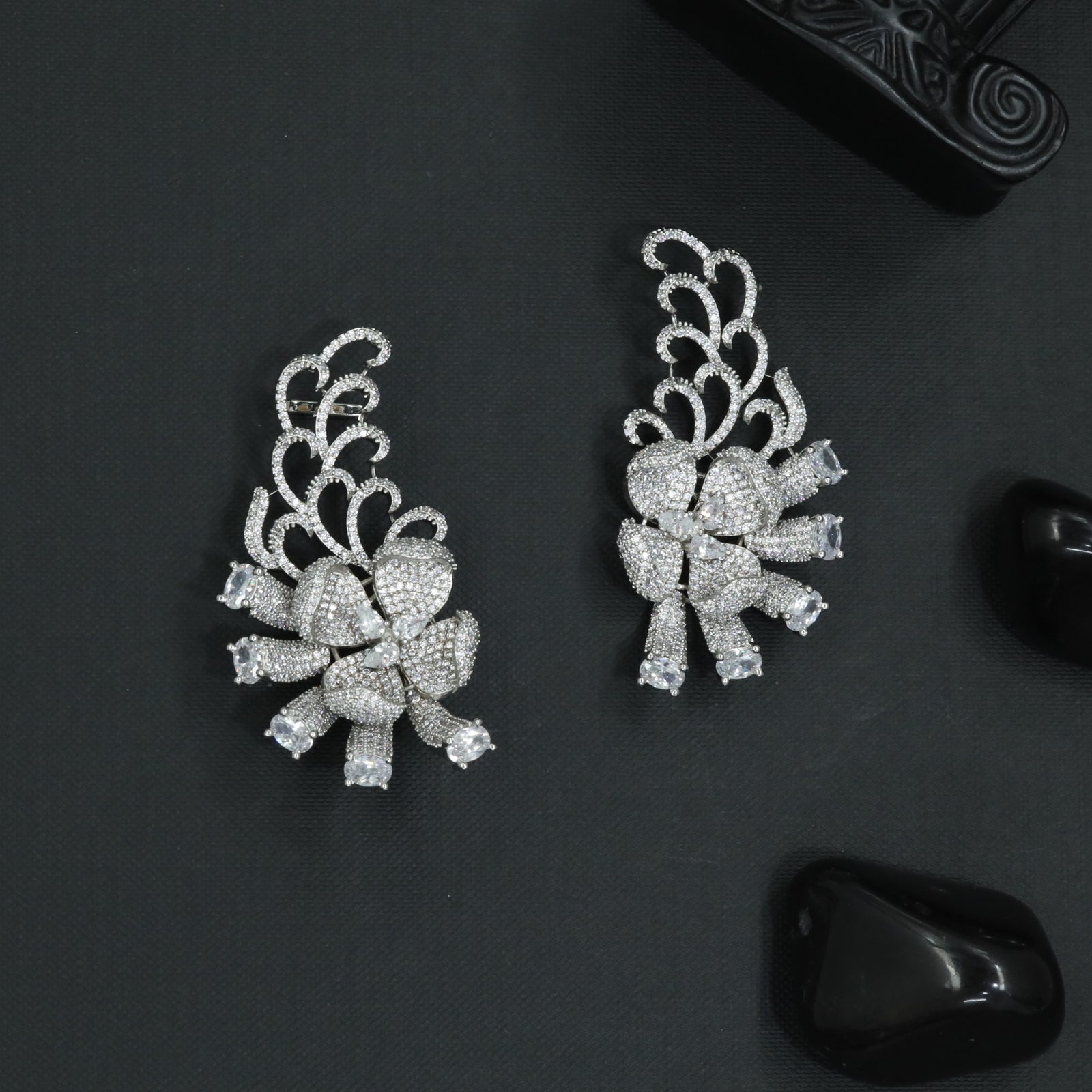 Wing Blossom Earcuff with Floral Ribbon Detailing