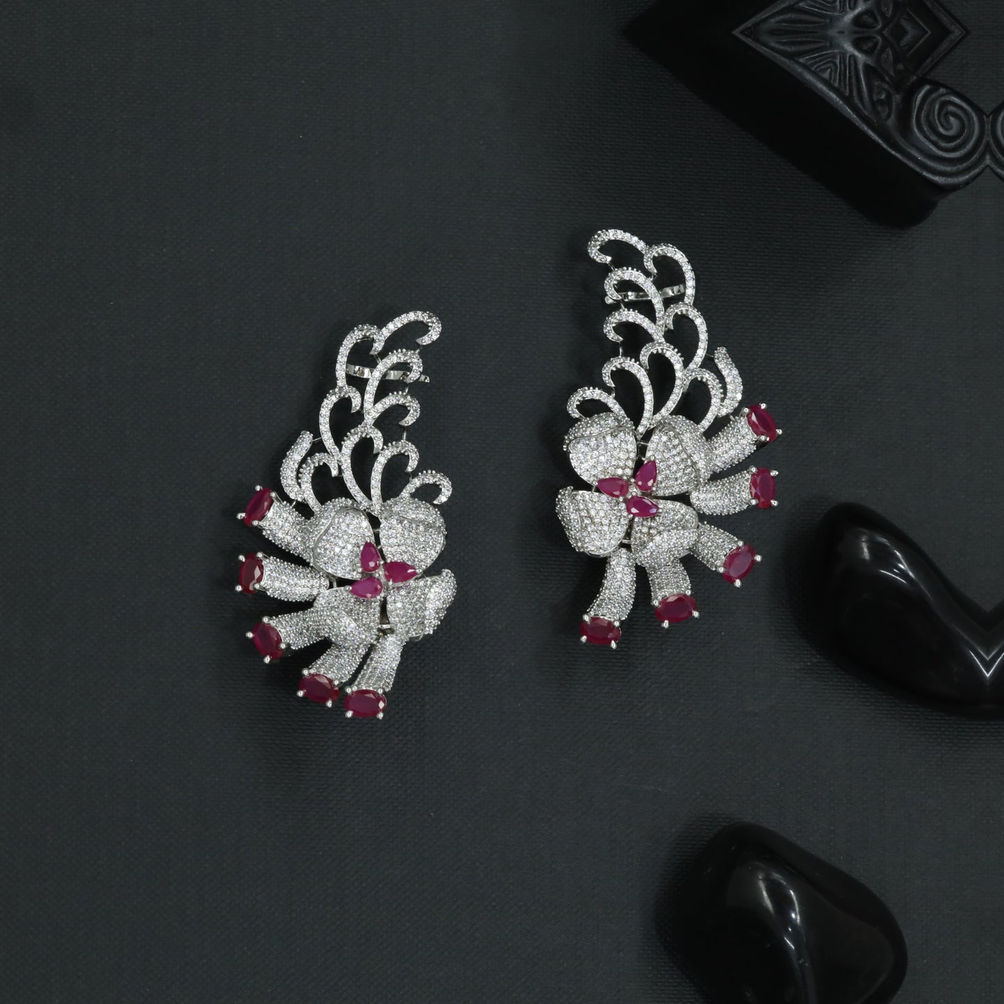 Wing Blossom Earcuff with Floral Ribbon Detailing