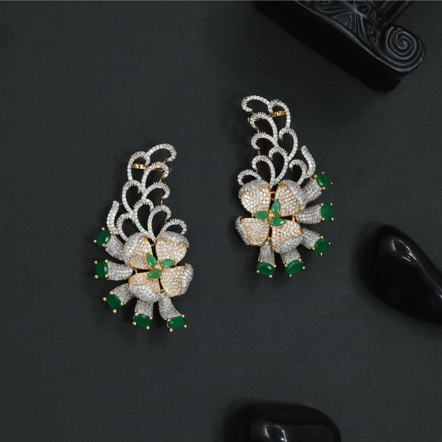 Wing Blossom Earcuff with Floral Ribbon Detailing