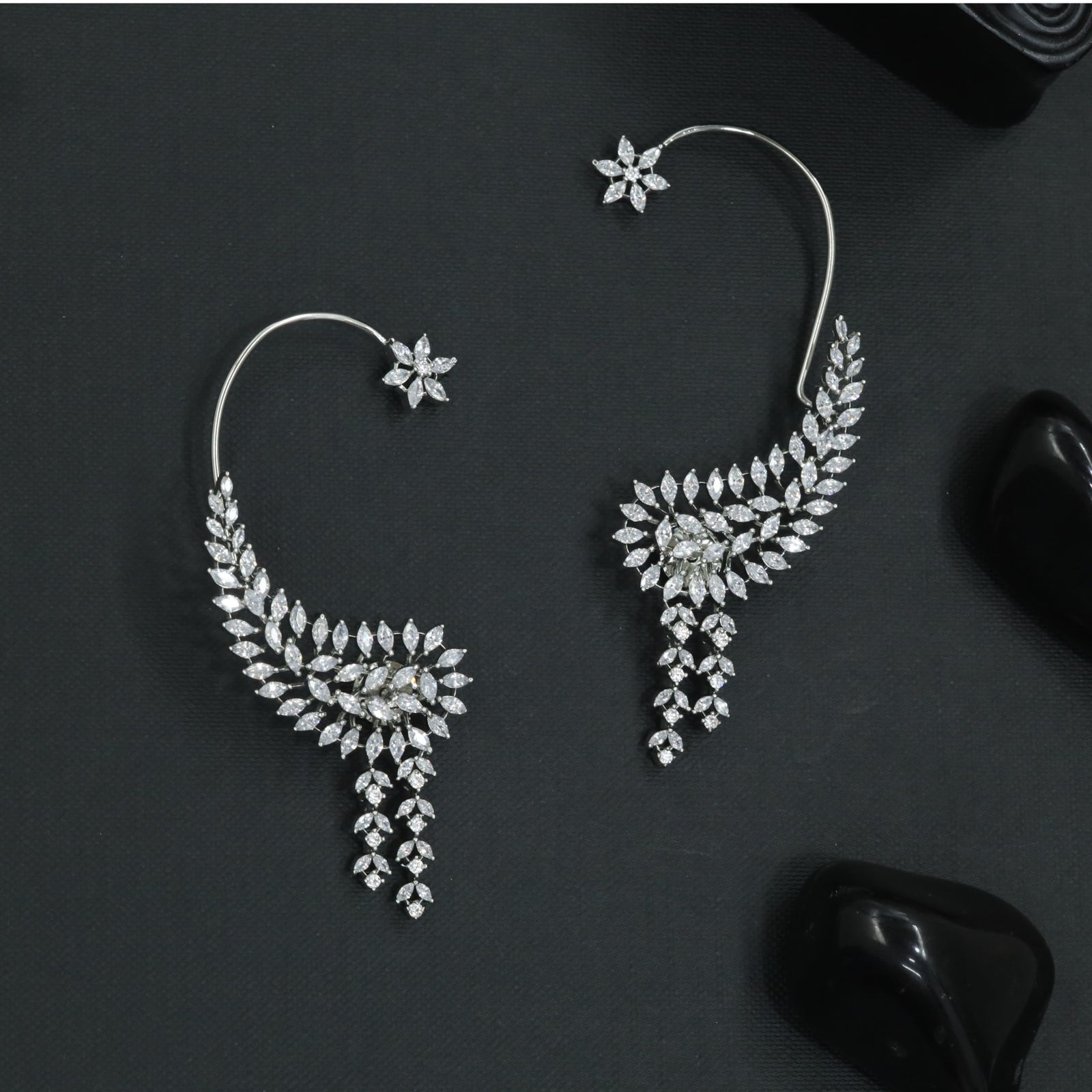 Garden Curve Earcuff with Clustered Floral Structure