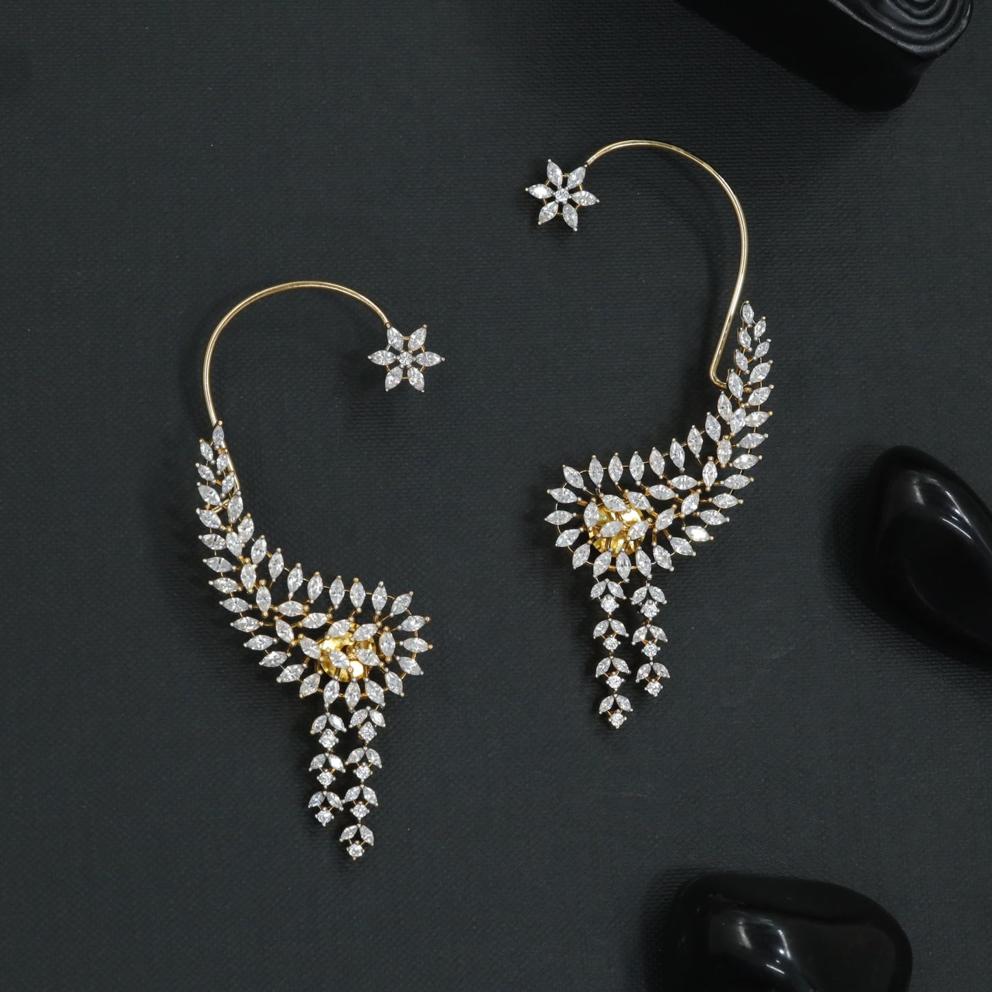 Garden Curve Earcuff with Clustered Floral Structure