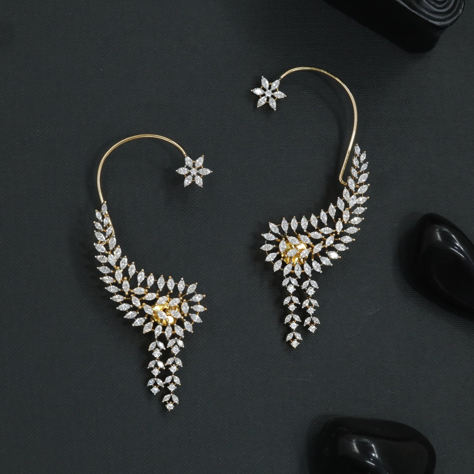 Garden Curve Earcuff with Clustered Floral Structure