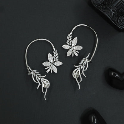 Feather Bloom Earcuff with Flowing Vine Tassels